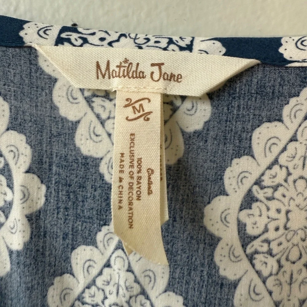 Matilda Jane Boho‎ Tribal Print Romper Dress Blue Pink Tassels Drawstring M